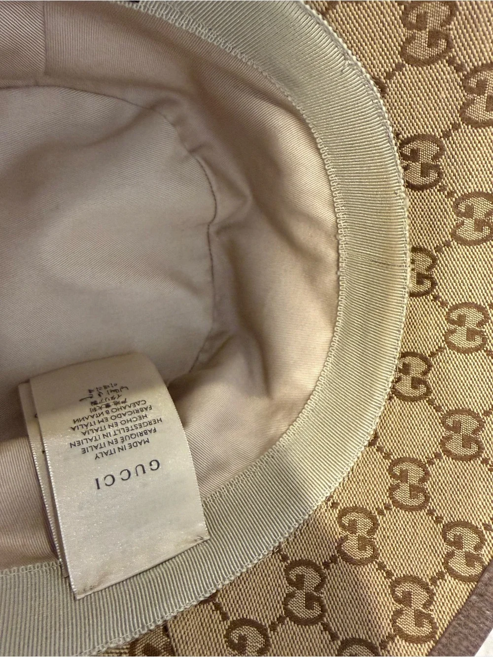 Gucci Brown GG Canvas Bucket Hat with Double G Logo